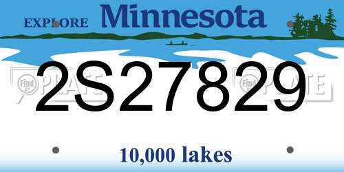 2S27829 Minnesota License Plate