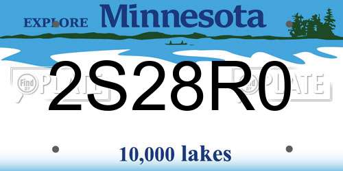 2S28R0 Minnesota License Plate