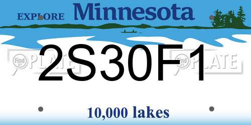 2S30F1 Minnesota License Plate