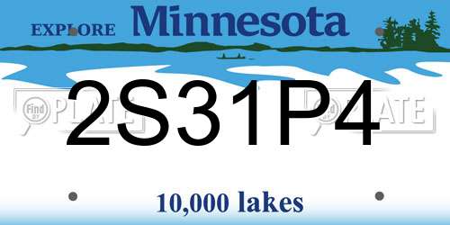 2S31P4 Minnesota License Plate