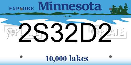 2S32D2 Minnesota License Plate