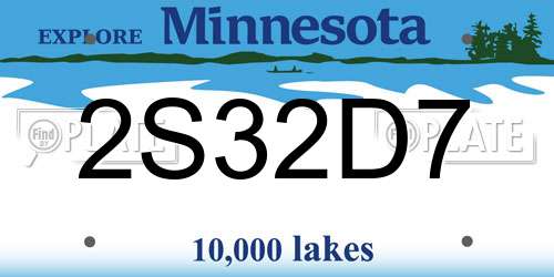 2S32D7 Minnesota License Plate