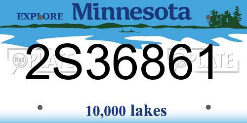 2S36861 Minnesota License Plate