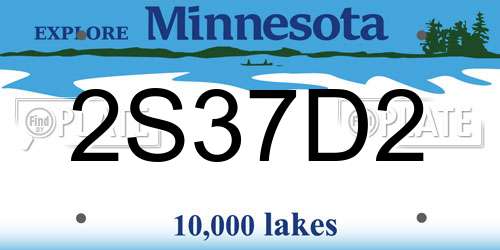 2S37D2 Minnesota License Plate