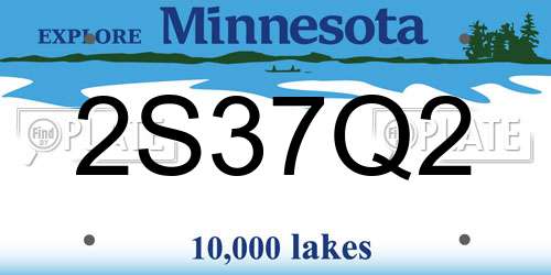 2S37Q2 Minnesota License Plate