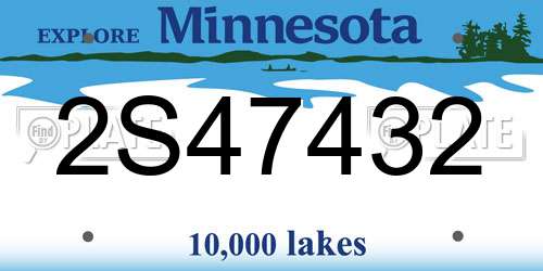 2S47432 Minnesota License Plate