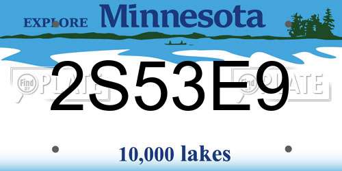2S53E9 Minnesota License Plate