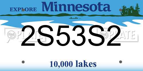2S53S2 Minnesota License Plate