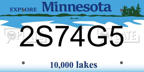 2S74G5 Minnesota License Plate