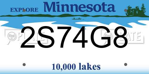 2S74G8 Minnesota License Plate