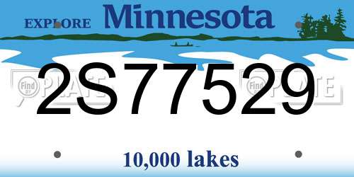 2S77529 Minnesota License Plate