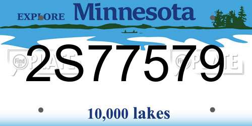 2S77579 Minnesota License Plate