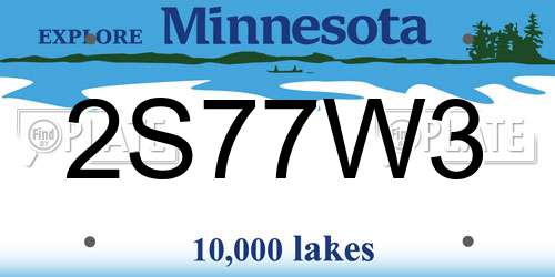 2S77W3 Minnesota License Plate