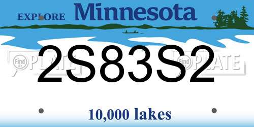 2S83S2 Minnesota License Plate
