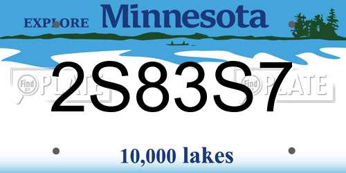2S83S7 Minnesota License Plate