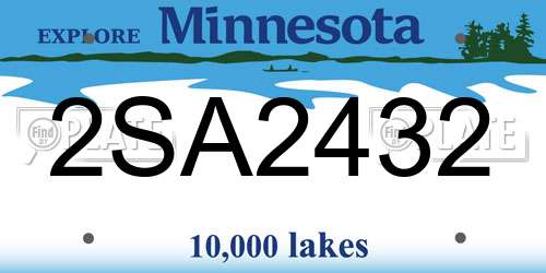 2SA2432 Minnesota License Plate