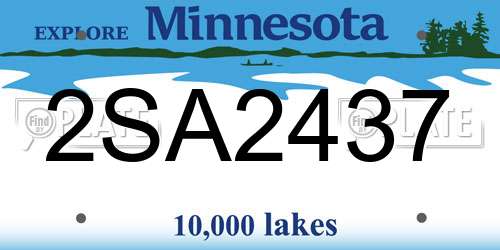 2SA2437 Minnesota License Plate