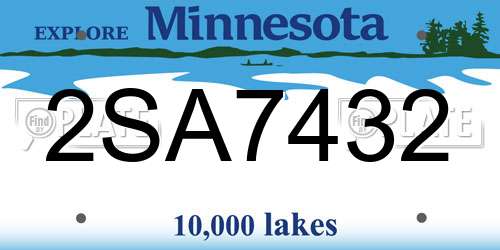 2SA7432 Minnesota License Plate