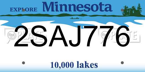 2SAJ776 Minnesota License Plate