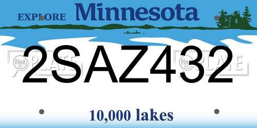 2SAZ432 Minnesota License Plate