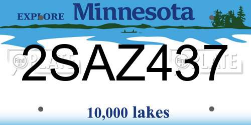 2SAZ437 Minnesota License Plate