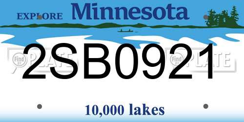 2SB0921 Minnesota License Plate