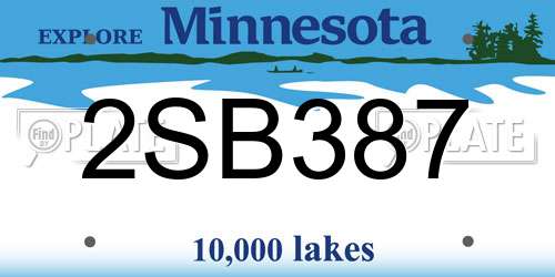 2SB387 Minnesota License Plate
