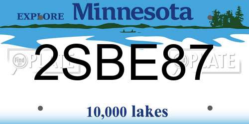 2SBE87 Minnesota License Plate