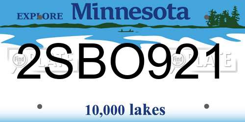 2SBO921 Minnesota License Plate