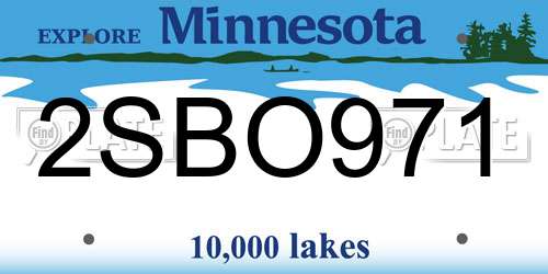 2SBO971 Minnesota License Plate