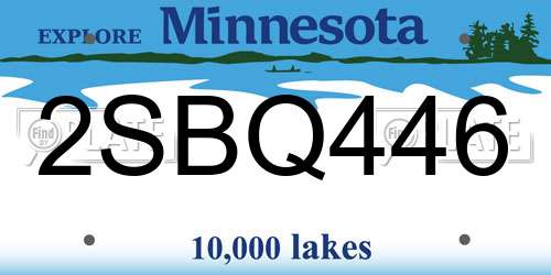 2SBQ446 Minnesota License Plate