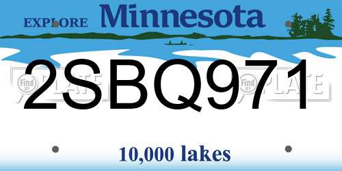 2SBQ971 Minnesota License Plate