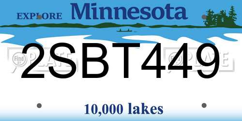 2SBT449 Minnesota License Plate