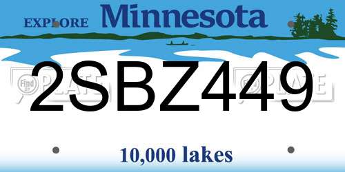 2SBZ449 Minnesota License Plate