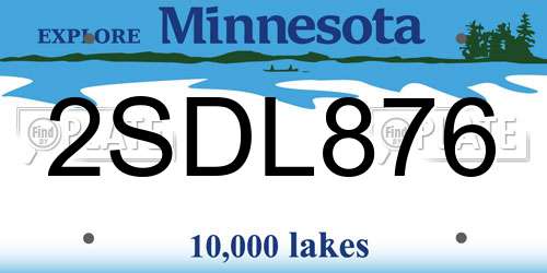 2SDL876 Minnesota License Plate