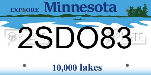 2SDO83 Minnesota License Plate