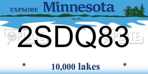2SDQ83 Minnesota License Plate