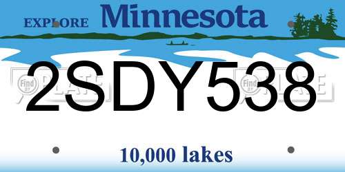 2SDY538 Minnesota License Plate