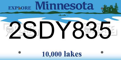 2SDY835 Minnesota License Plate