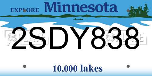 2SDY838 Minnesota License Plate