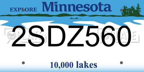 2SDZ560 Minnesota License Plate
