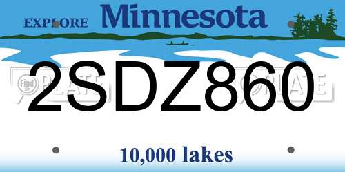 2SDZ860 Minnesota License Plate