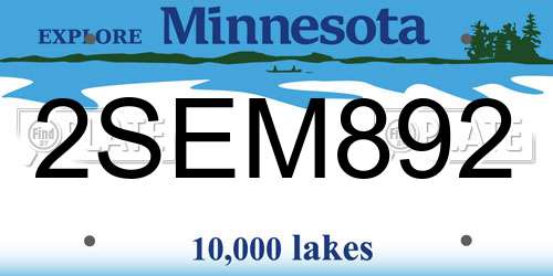 2SEM892 Minnesota License Plate