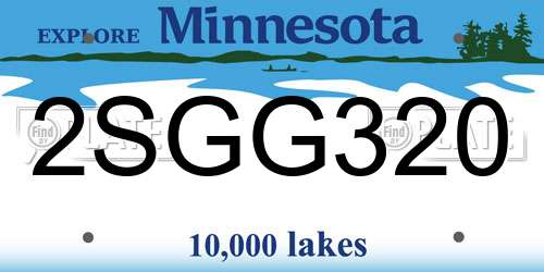 2SGG320 Minnesota License Plate