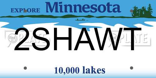2SHAWT Minnesota License Plate
