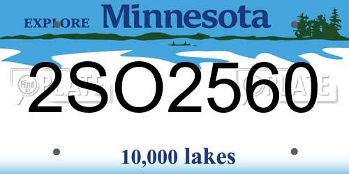 2SO2560 Minnesota License Plate