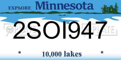 2SOI947 Minnesota License Plate