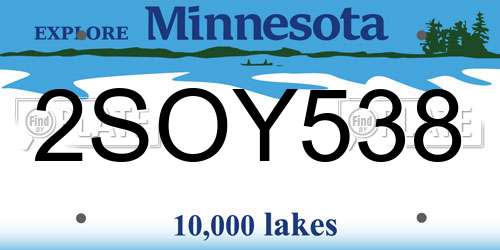 2SOY538 Minnesota License Plate