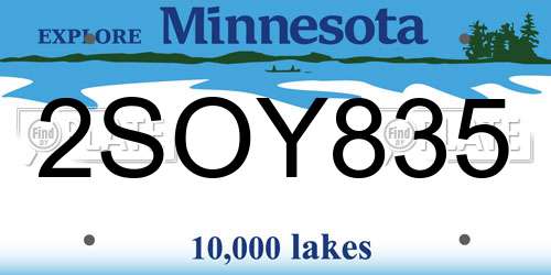 2SOY835 Minnesota License Plate