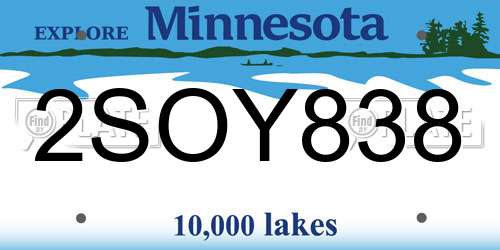 2SOY838 Minnesota License Plate